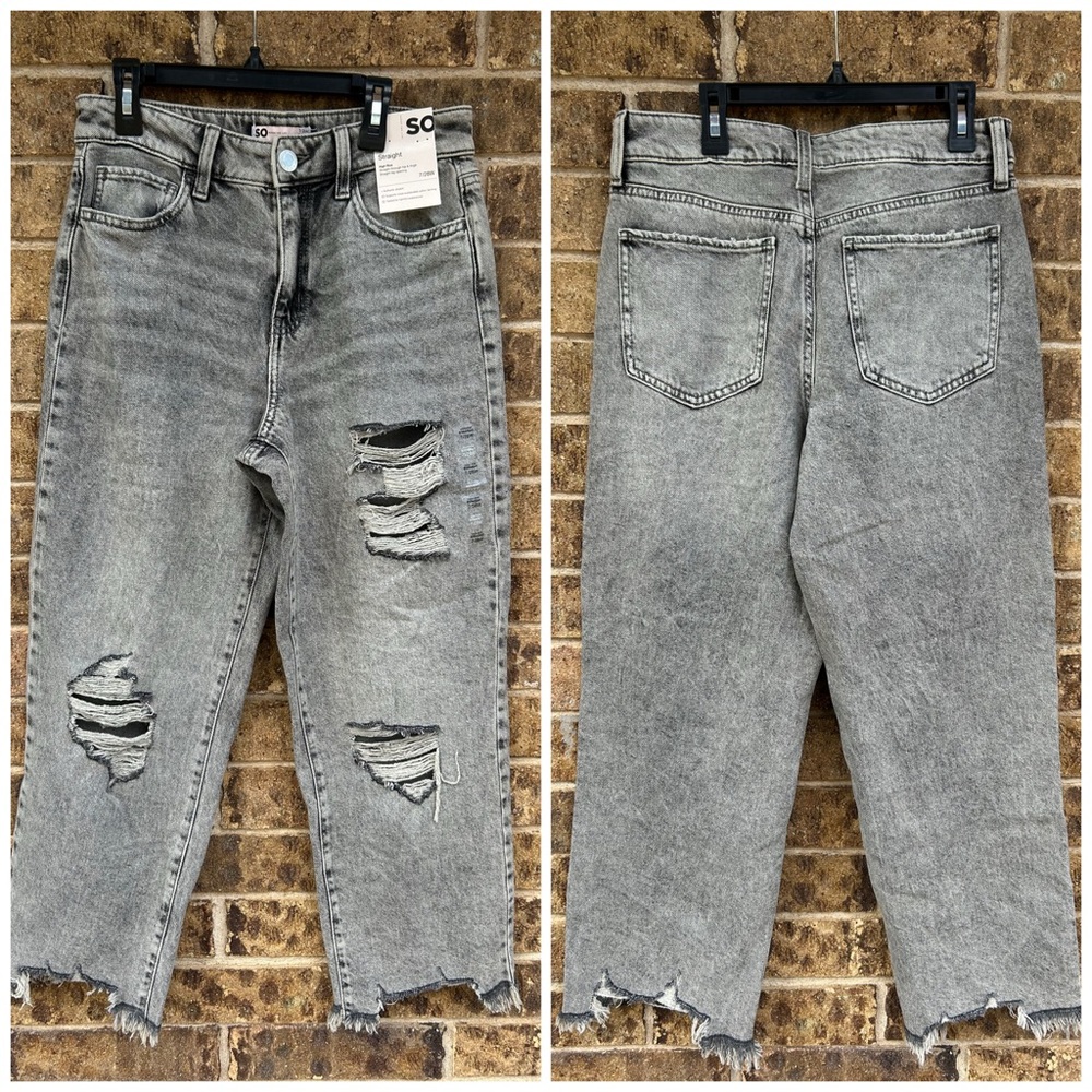 NWT SO Gray Ripped Denim Jeans